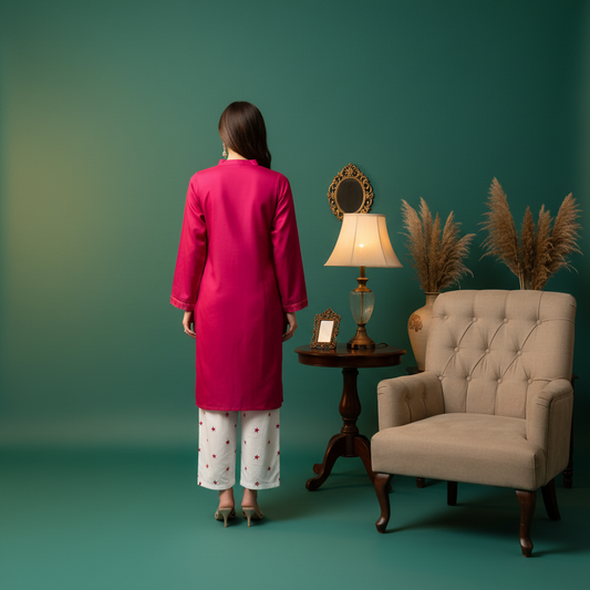 Back view - hot pink kurta