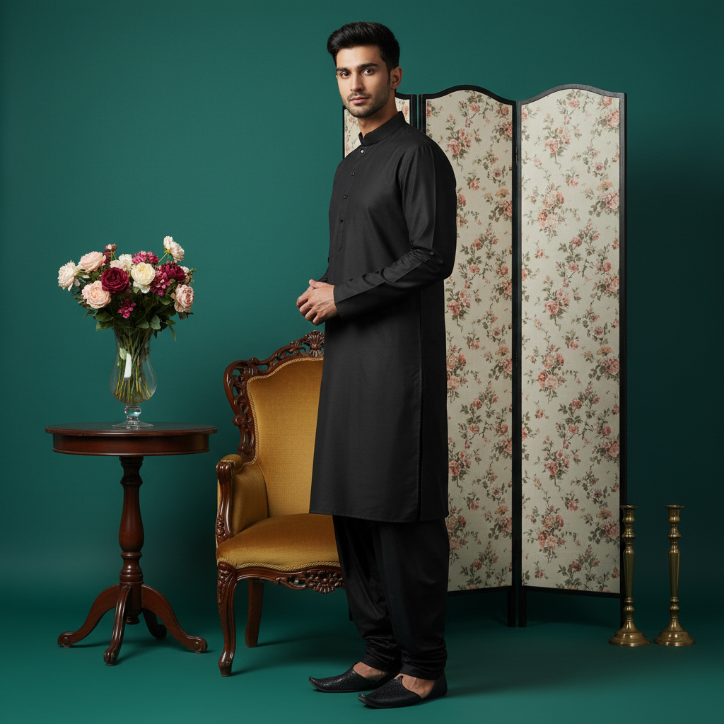 Black Kurta Side View