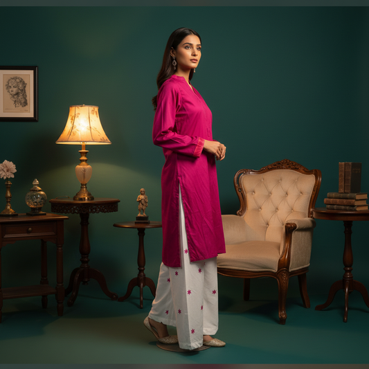 Side angle - hot pink kurta