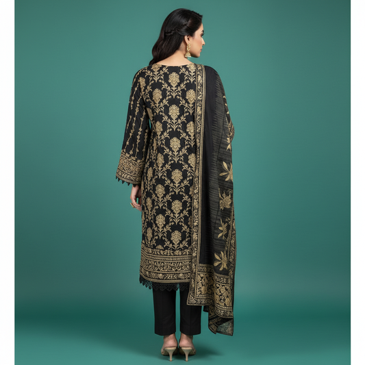 Black Gold Dress Back