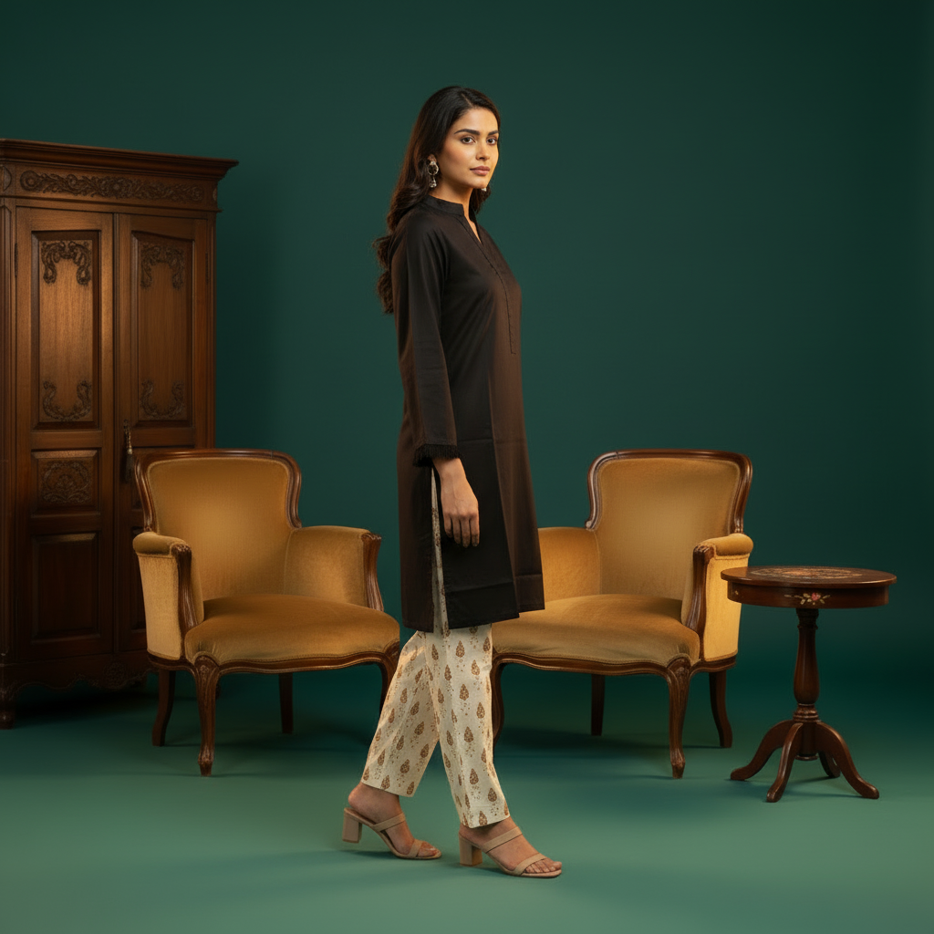 Black Kurta - Side Angle