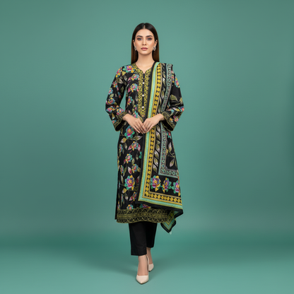 Black Multicolor Floral Dress Front