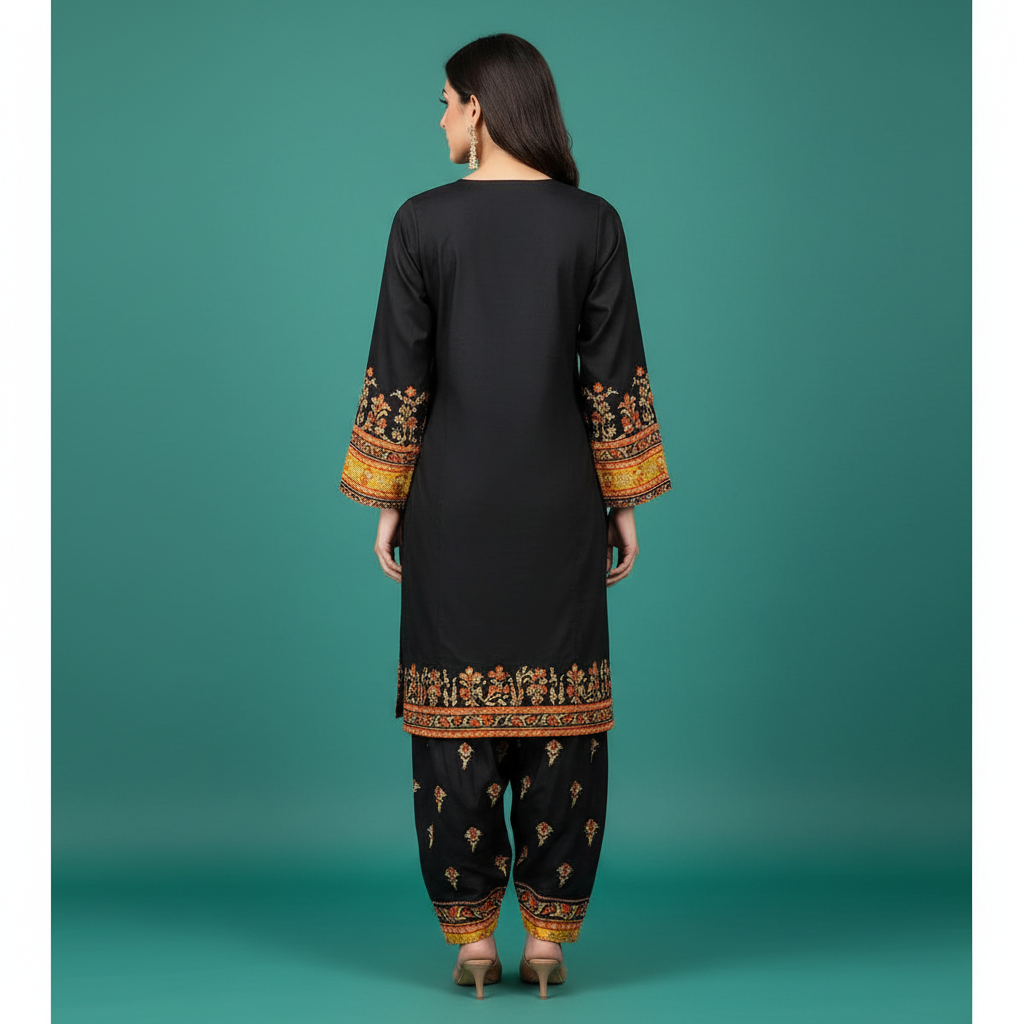 Black Orange Set Back - Baggy Trousers