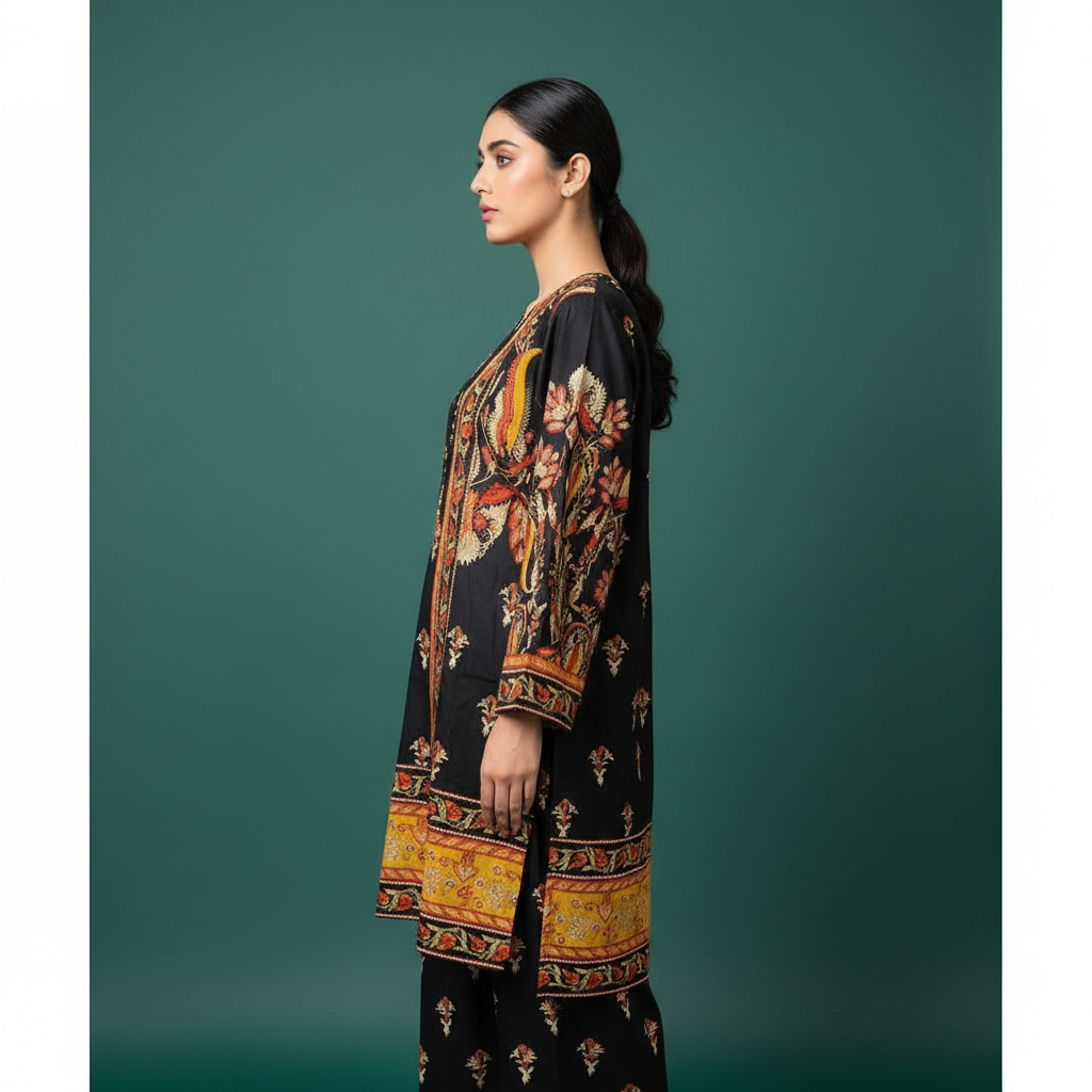 Black Orange Set Side - Baggy Trousers