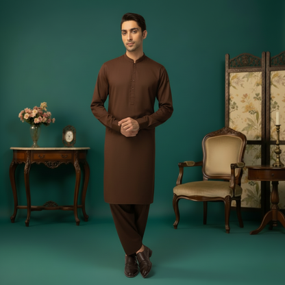 Brown Kurta Three-Quarter View