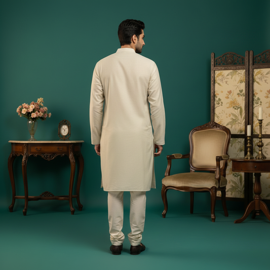 Cream Kurta Back View