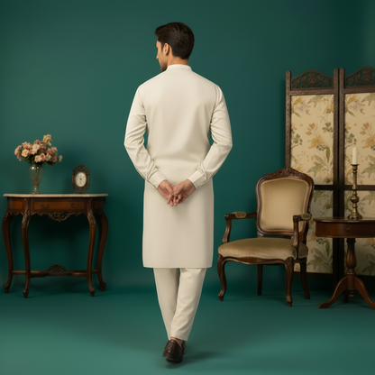Cream Kurta Back View