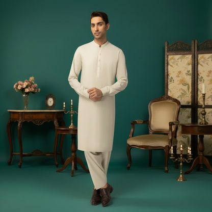 Cream Kurta Front View
