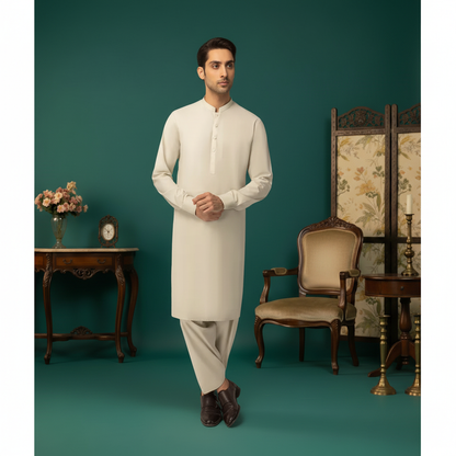 Cream Kurta Three-Quarter View