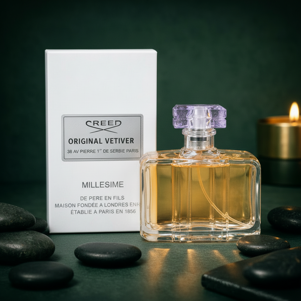 Creed Original Vetiver with teal gradient background