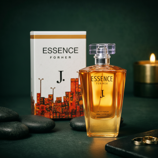 Essence For Her with teal gradient background