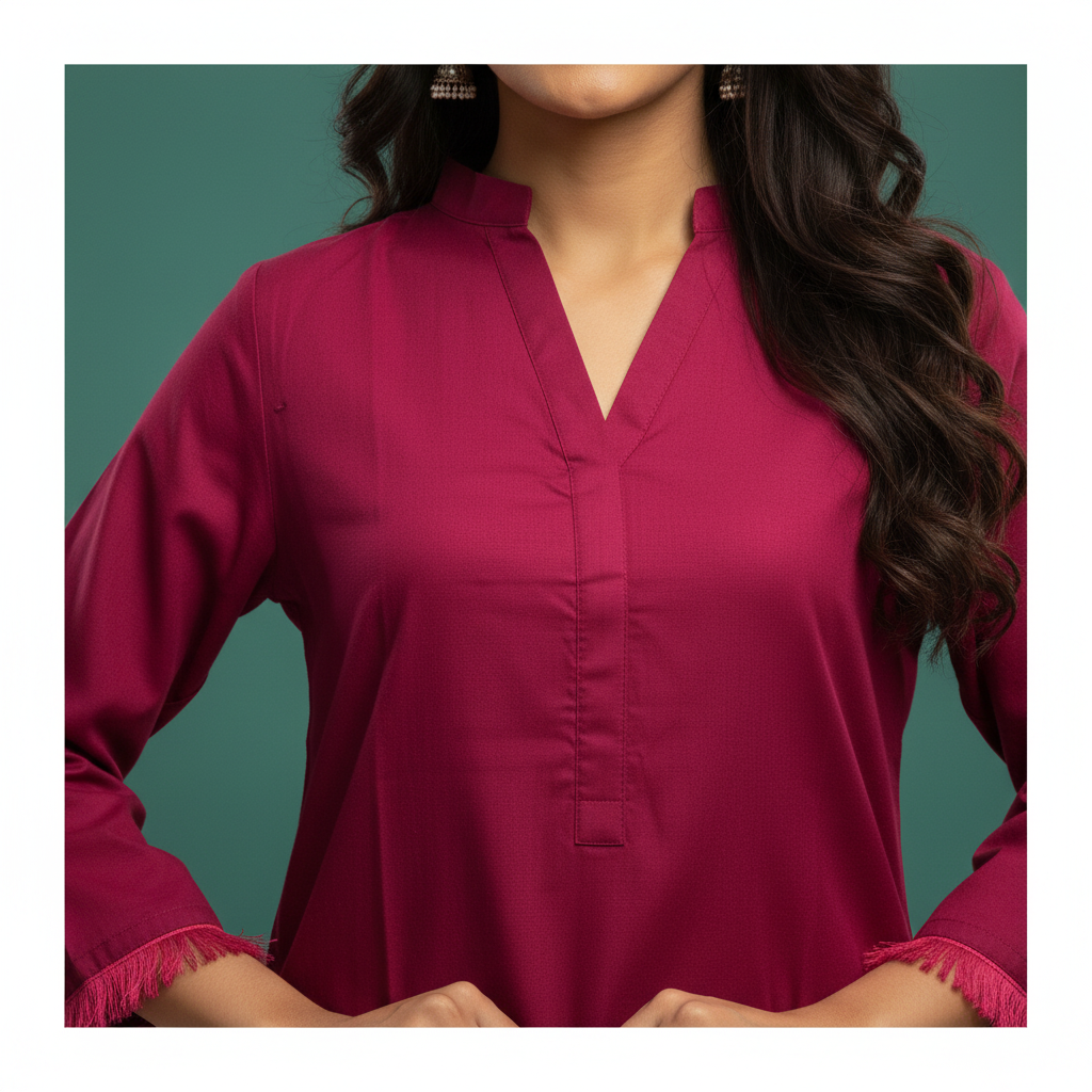 Magenta Kurta - Detail Shot