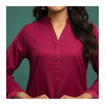 Magenta Kurta - Detail Shot