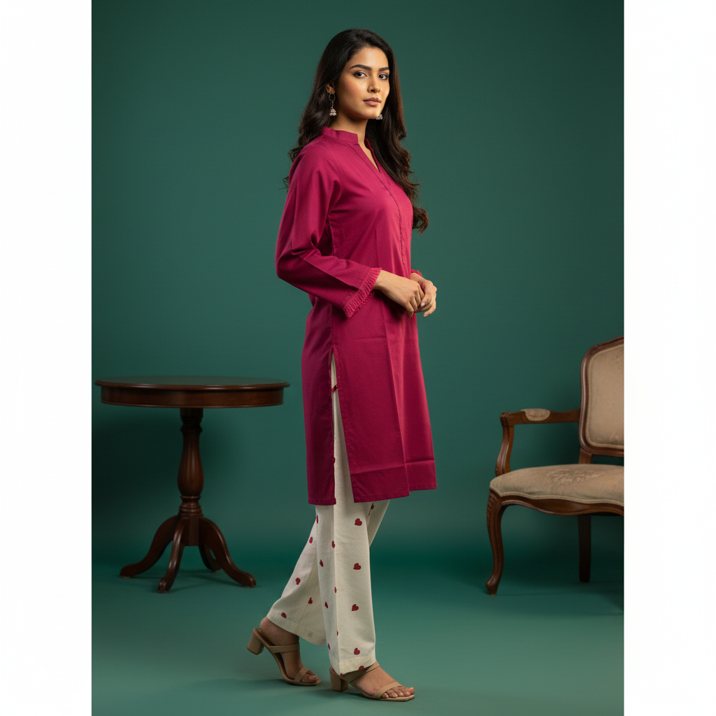 Magenta Kurta - Side Angle