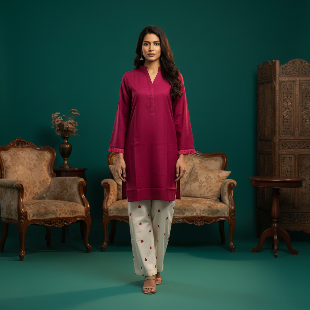 Magenta Kurta - Warm Lighting