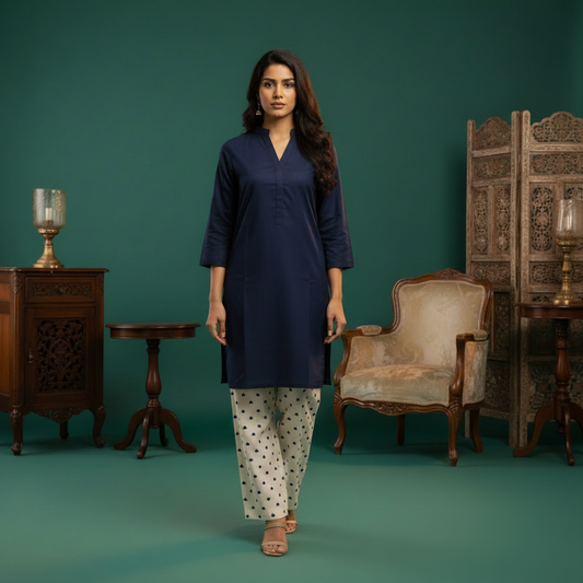 Navy Blue Kurta - No Watermark
