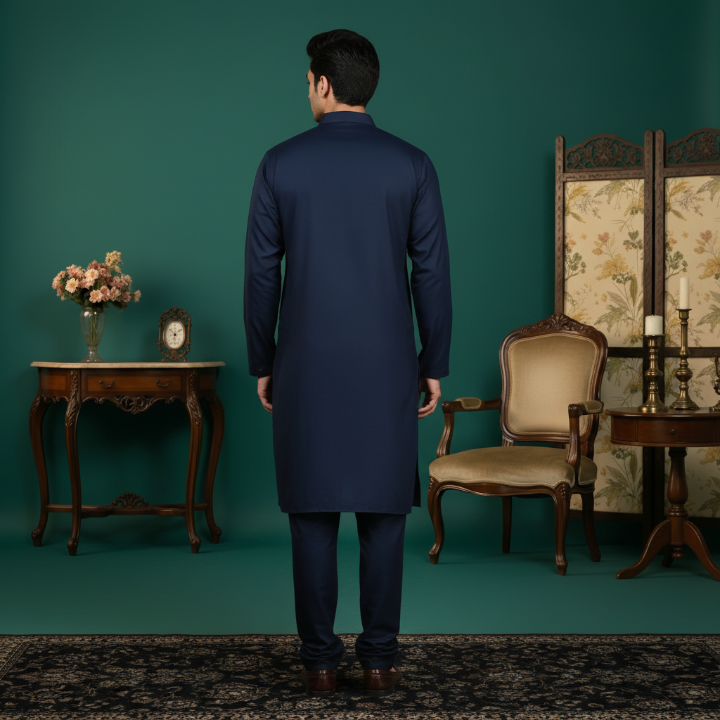 Navy Kurta Back View