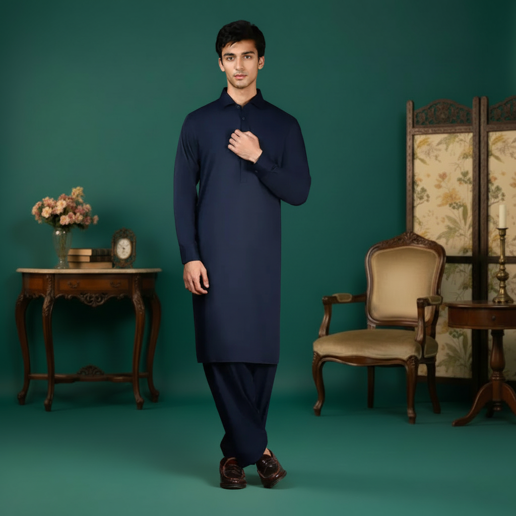 Navy Kurta Square Format