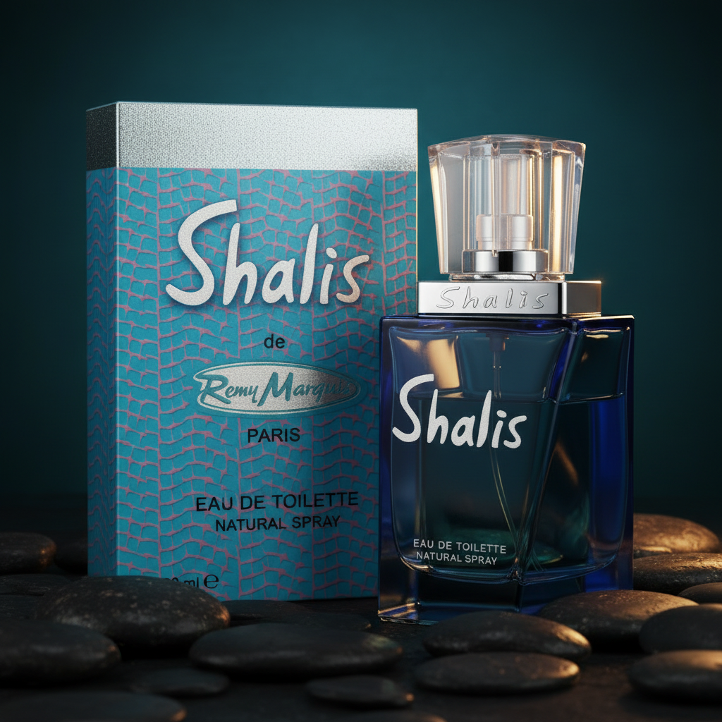 Shalis perfume with teal gradient background