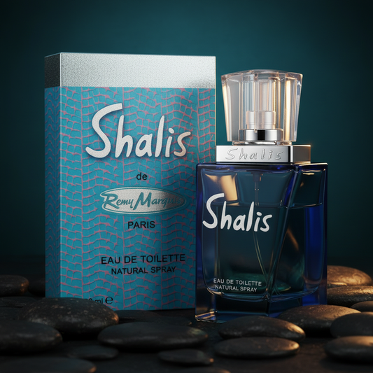 Shalis perfume with teal gradient background