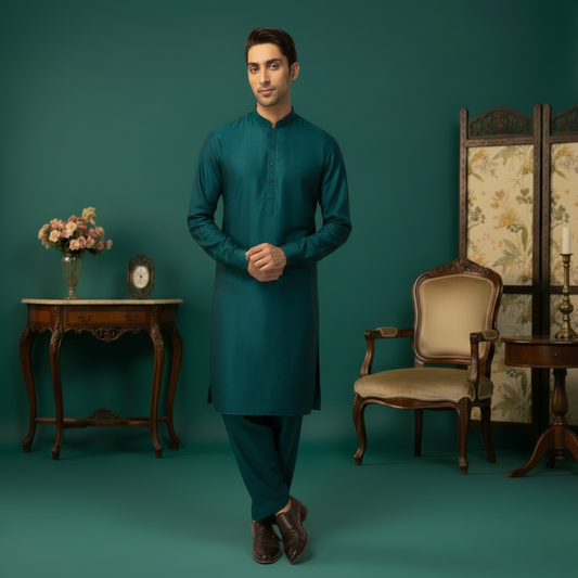 Teal Kurta Front View