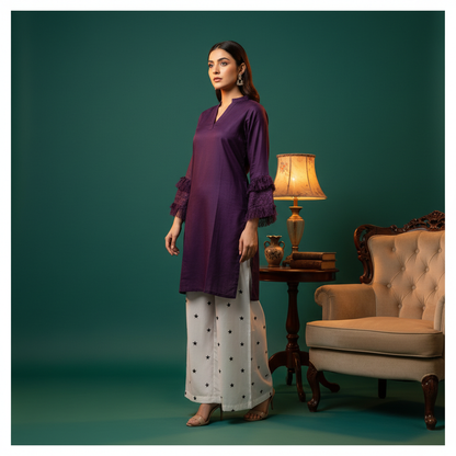 Three-quarter angle - purple kurta