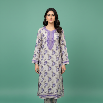 White Purple Floral Dress Front