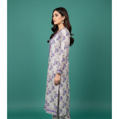 White Purple Floral Dress Side - Corrected